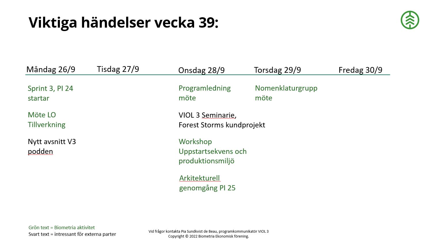 Programkalender v 39 + 40 2022