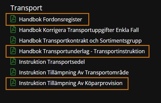 Uppdaterad användardokumentation Transport