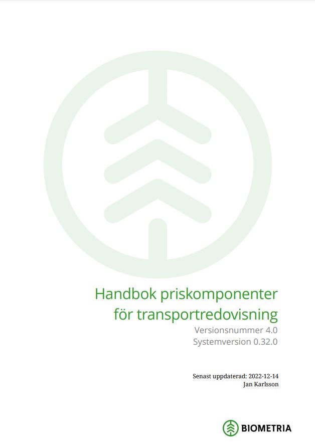 Uppdaterad Handbok Priskomponenter för Transportredovisning 4.0